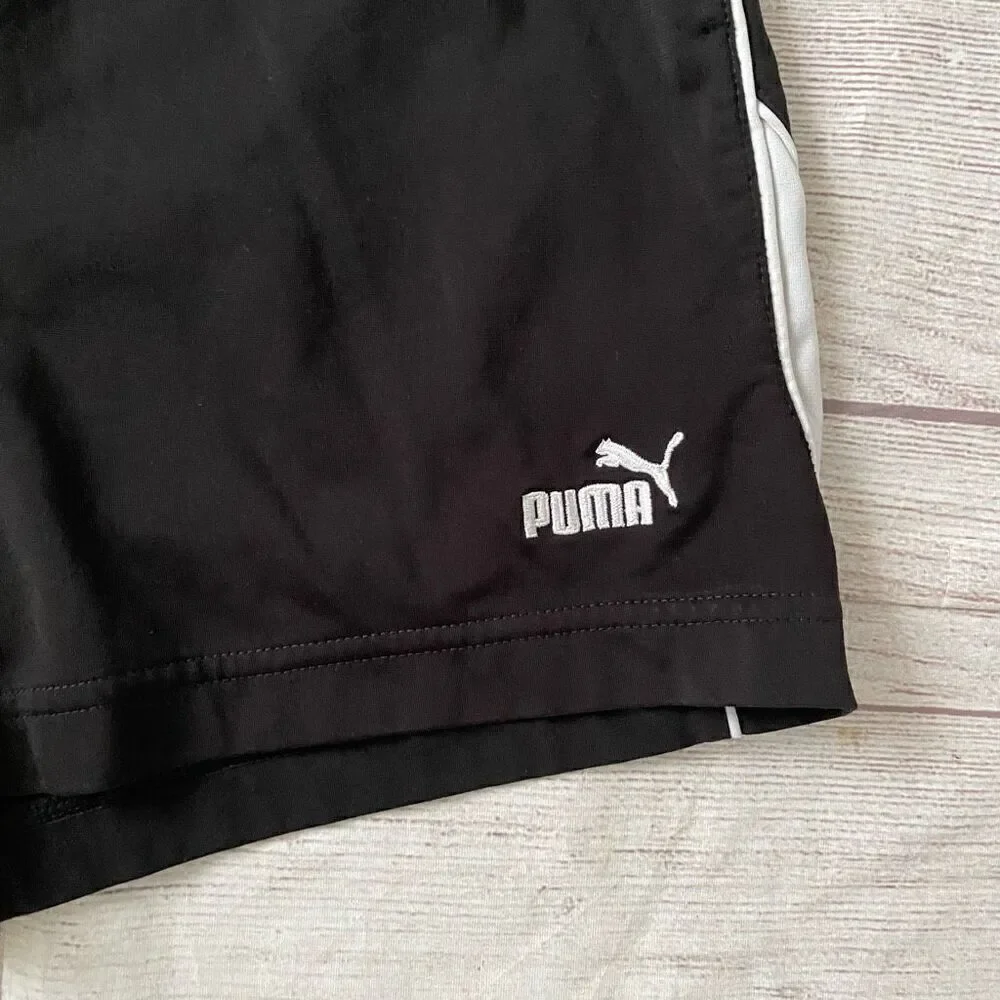 Puma sport lifestyle women S pull on athletic shorts w/ elastic waist B&W